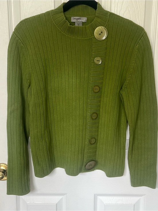 Designers Originals Sweaters - Designers Originals Sz PL Rib knit pullover Sweater designer buttons Green